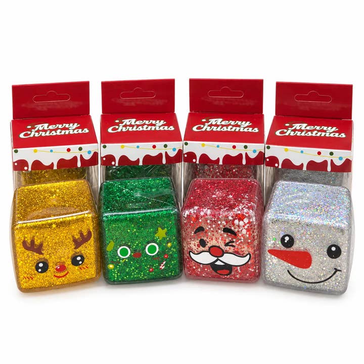 Świąteczna kostka Squishy z brokatem – losowy wzór