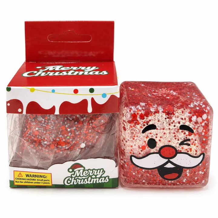 Świąteczna kostka Squishy z brokatem – losowy wzór
