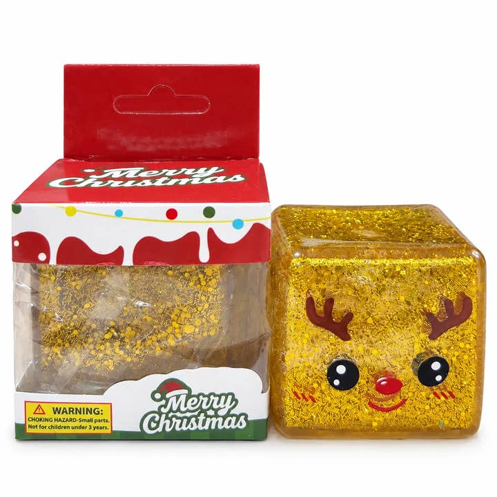 Świąteczna kostka Squishy z brokatem – losowy wzór