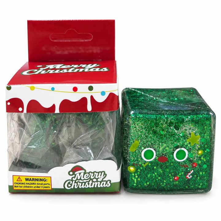 Świąteczna kostka Squishy z brokatem – losowy wzór